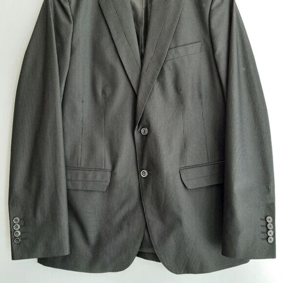 ZARA MAN Cotton Blend Blazer Jacket Pin-Stripe Black Men's Sz 40 R Flawed - Picture 3 of 16